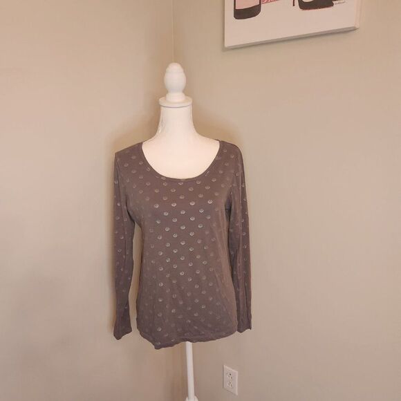 Gray Super soft Blouse with silver polka dots - Picture 2 of 7